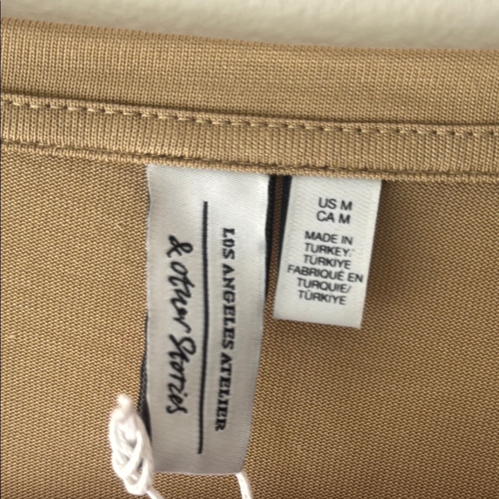 & Other Stories Tan Crop Short Sleeve T-Shirt - Picture 2 of 3
